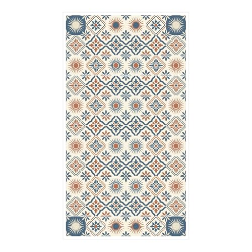 Printarama Antideslizante Alfombra Vinilica - Alfombra Antideslizante Auelo de Cocina, Baño, Dormitorio, Pasillo - 80x300cm Blanco, Azul, Naranja Lavable Alfombra Vinilica