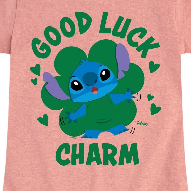 Disney Lilo & Stitch - St. Patrick's Day - Good Luck Charm - Toddler & Youth Girls Short Sleeve T-Shirt3
