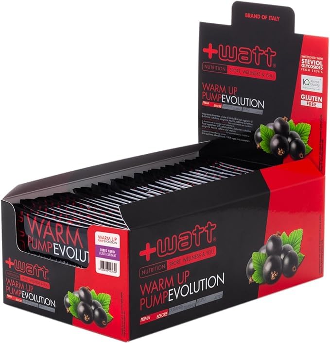 Warm Up Pump Evolution - Integratore alimentare a base di carboidrati, con aggiunta di vitamine, β-alanina, L-arginina, Caffeina, Taurina, L-Citrullina (Box 20 bustine)