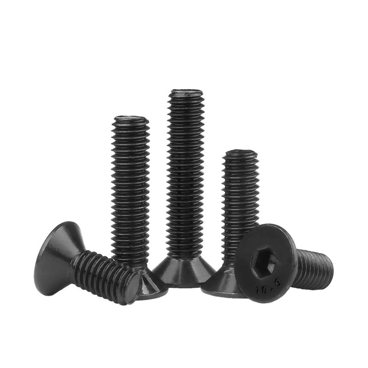MACHSWON 100 PCS Hex Head Screw Bolts M3*14mm 304 Stainless Steel DIN7991 Hex Tap Bolts Countersunk Full Flat Head Socket Thread Hexagon Screws Black