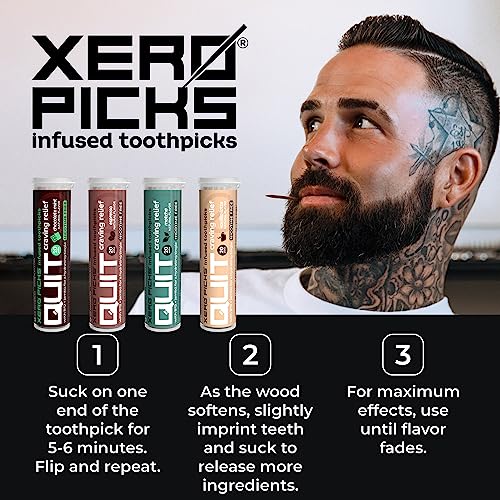 Image of Xero Picks Infused Flavored Toothpicks to Help Quit Smoking - Nicotine Free (Coffee Variety Pack, 4 Pack) Non-GMO Kosher Vegan