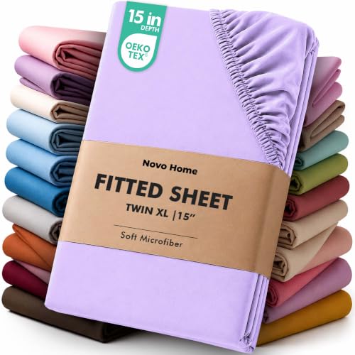 Novo Home Twin XL Fitted Sheet Deep Pocket 15 Inch Soft Microfiber