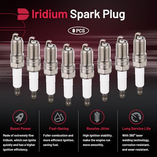 Image of BDFHYK 4024189078 Iridium Spark Plugs Compatible with 99-09 Silverado 1500 4.8L V8, 99-11 2013 Silverado 1500 5.3L V8, 2006 Silverado 1500 6.0L V8, 09-12 Silverado 1500 6.2L V8, Set of 8