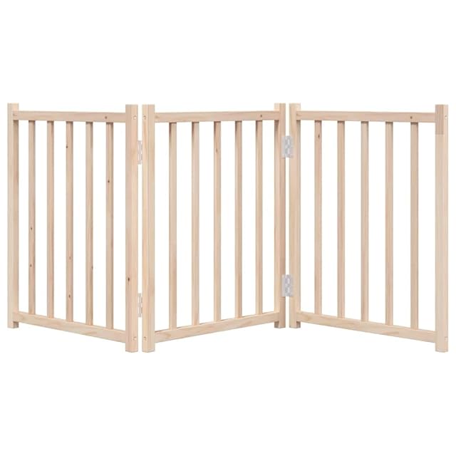 Foto 6 de 8 de vidaXL Puerta para Perros Plegable 3 Paneles Madera de Abeto 150 cm, Puerta para Mascotas