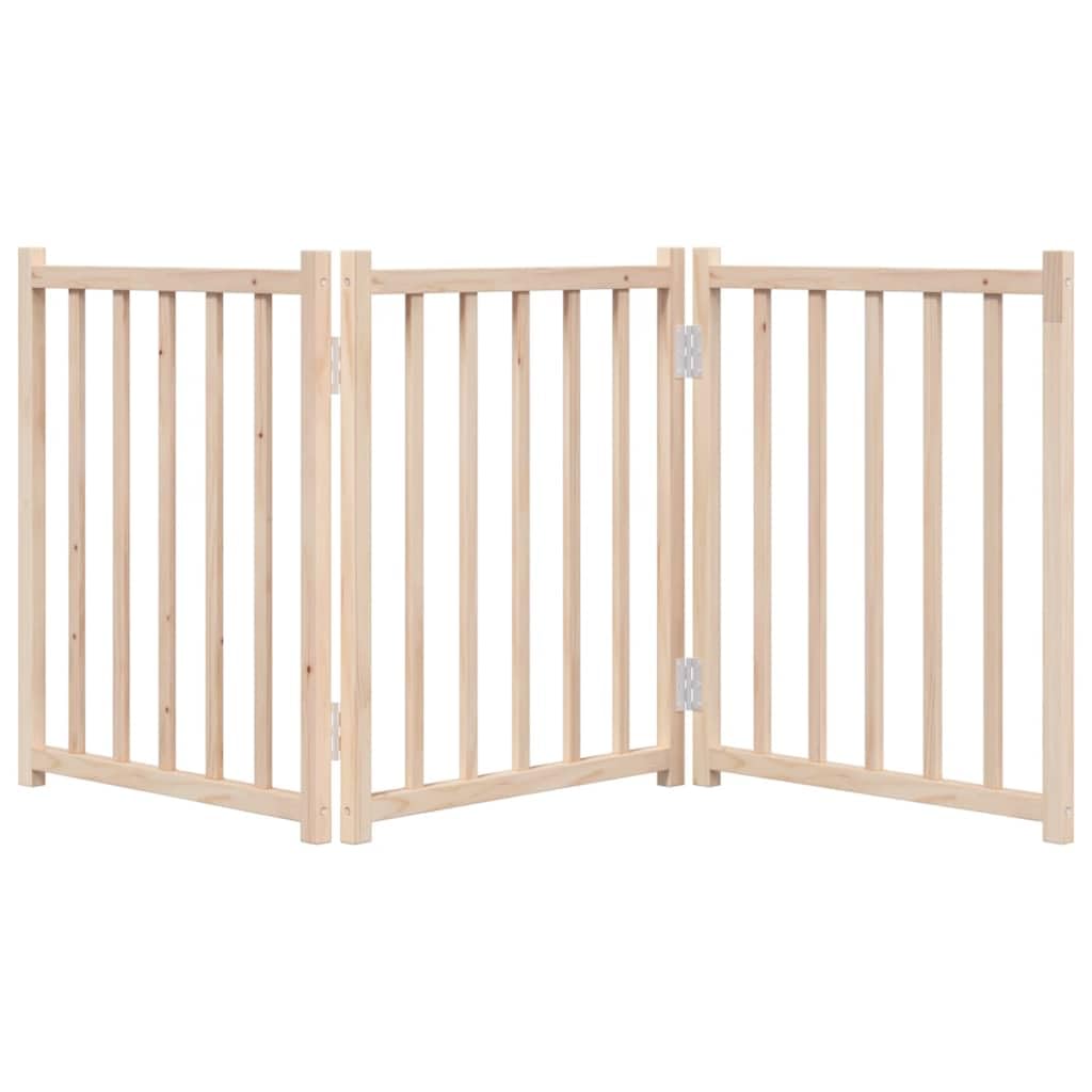 Puerta para perros de madera maciza de abeto, 150 cm, plegable, para interior y exterior, protección y seguridad para cachorros y perros pequeños y medianos