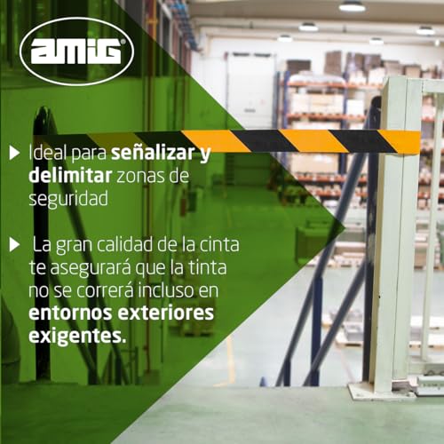 Amig - Pack of 15 marking tapes, 24 x Yellow-Black, 500 m x 0.07 m - Image 3