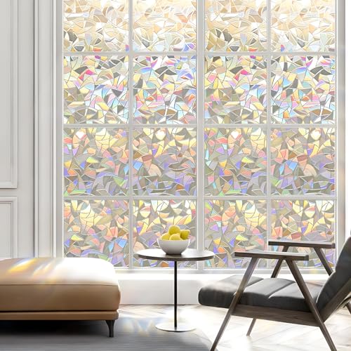 JYJLLM Rainbow Privacy Window Film, Self-Adhesive Frosted Glass Vinyl for Home, School, Office (30x200 cm) - 3D Design - Image 7