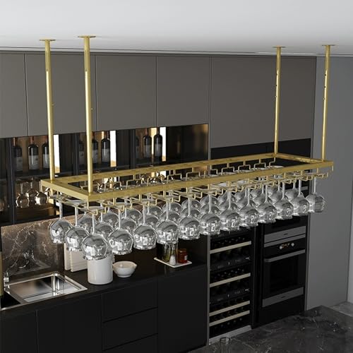 Étagère à verres à vin suspendue en hauteur réglable 60x35cm pour plafond