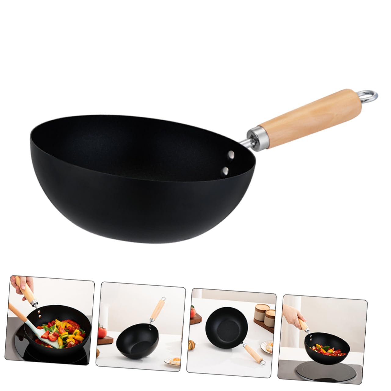 Kleiner Bratwok Aus Edelstahl 22cm Antihaftbeschichtete Alltagspfanne Für Induktionsherd Gasherd Elektroherd Kompakte Wok Pfanne Zum Braten Und Kochen Für 2 Personen