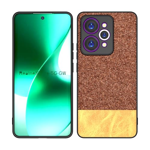 Image of Kapa Soft Fabric & Leather Hybrid Protective Back Cover for Realme 15 Pro 5G | Shockproof Slim Hard Anti Slip Back Case (Brown)