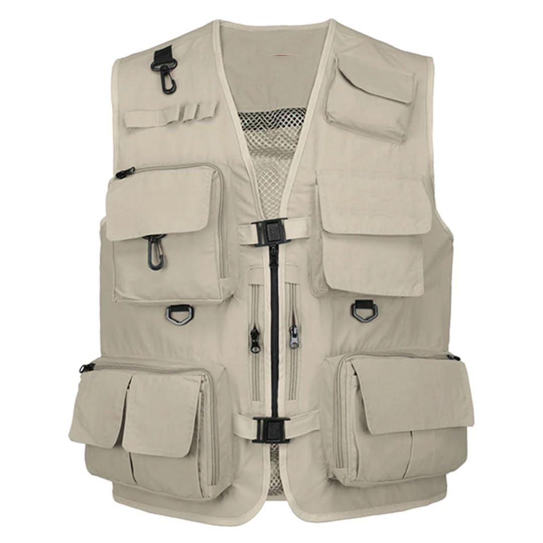 Gilet da pesca estivo con tasche multiple tattico in rete da escursionismo ad asciugatura rapida all'aperto e ciclismo fotografo gilet