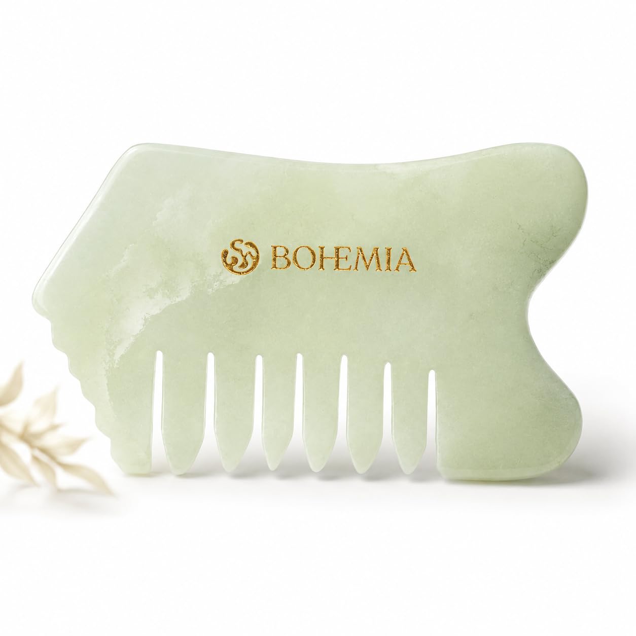 Bohemia Skin Jade Gua Sha Peine para el cabello y masajeador facial, auténtica herramienta facial Gua Sha para dar forma a la mandíbula, masaje del cuero cabelludo, drenaje linfático y cuidado de la