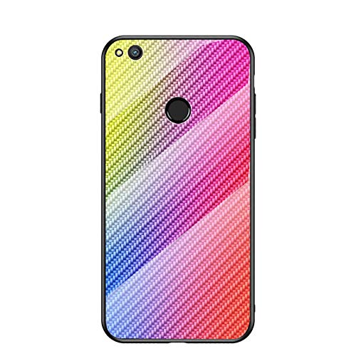 MadBee Funda para Huawei Honor 8 Lite [con Protector de Pantalla],9H Cristal Templado [Patrón de Fibra] [Resistente a los Arañazos] + Borde de TPU Silicona Suave Fundas Case Cover (Vistoso)