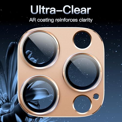 Image of Tempered Glass Camera Lens Protector for iPhone 16 Pro /iPhone 16 Pro Max - Alloy Metal Cover with Tempered Glass - Scratch Resistant, Easy Installation (Brown)