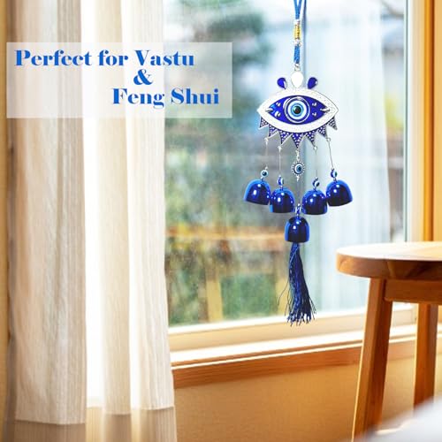 Image of Decorative Wind Chime for Home | Wooden House with Bells Colourful Beads | Positive Energy Balcony Living Room Hall Garden Home Decor (MK- WH)