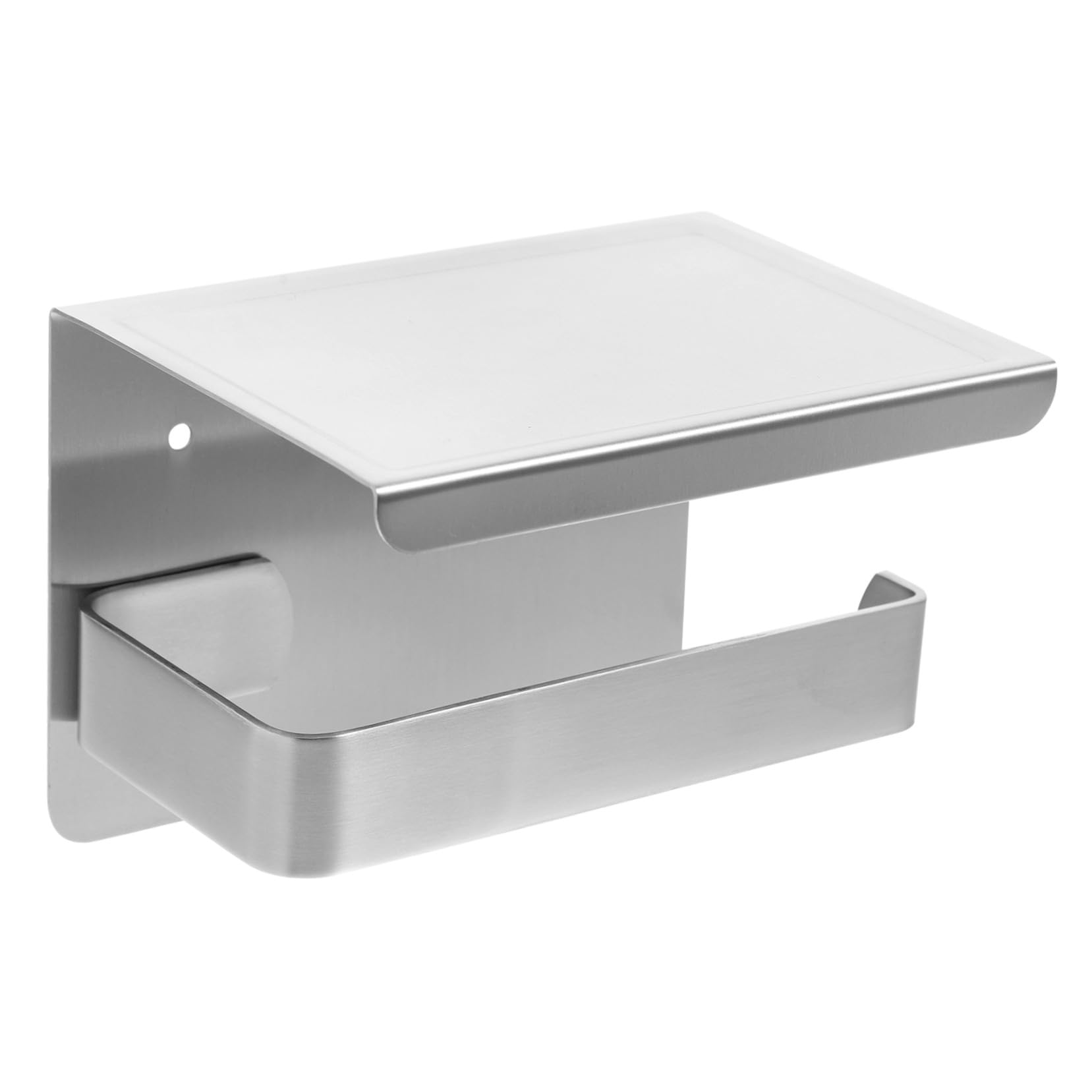 Porta Carta Igienica da Parete in Acciaio Resistente Nero con Mensola Multifunzione per Bagno e Cucina Supporto Robusto per Spazio per Telefono Occhiali e Accessori