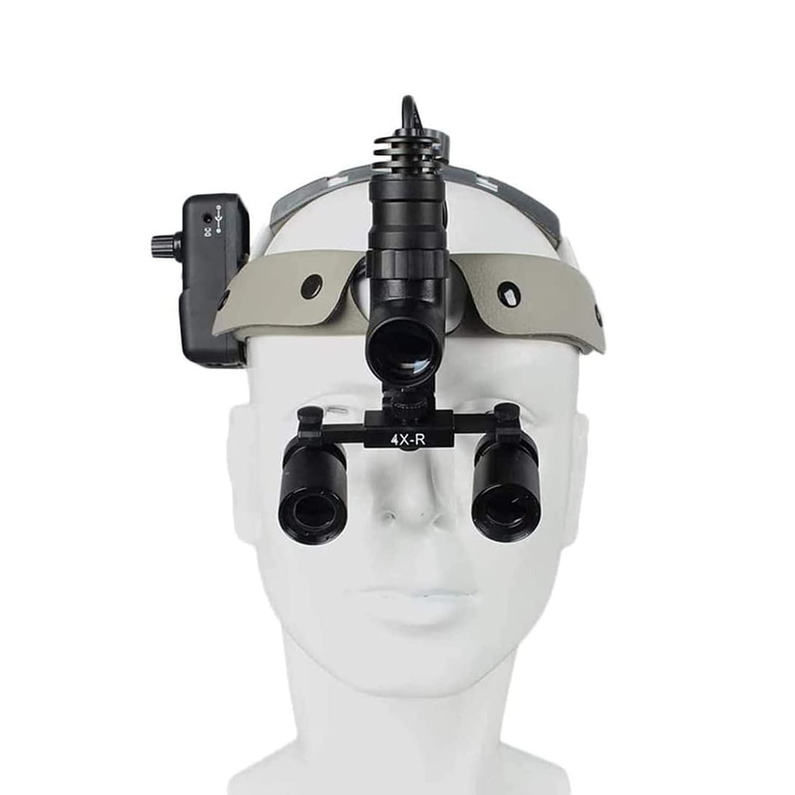 Lupe, zahnärztliche Fernglaslupe, chirurgische 4-fache 5-fache Vergrößerung mit 5 W LED-Scheinwerfer, 4-fach (4-fach)