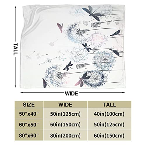 Elegant Dandelion And Dragonfly Soft Throw Blanket All Season Microplush Warm Blankets Lightweight Tufted Fuzzy Flannel Fleece Throws Blanket For Bed Sofa Couch 80"X60" #TOP3