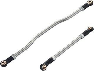 1/10 Steering Links 2Pcs Metal Adjustable Steering Linkage Servo Link Pull Rod for 1/10 RC Crawler Axial Capra 1.9 Unlimited Trail Buggy RTR Upgrades Accessories (1/10 Capra Steering Links Black)