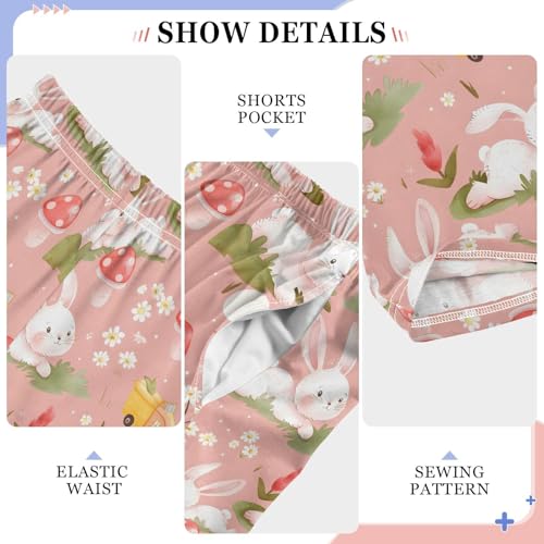 Pajama Pants Little White Rabbit Mushroom PJ Bottoms Sleepwear Lounge Sleep Pant with Pockets4