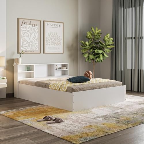 Image of Wakefit Bed | 1 Yr Warranty | Bed Queen Size, Comes with Storage Box, Noise Free, Density: 680-750 kg /m, Termite & Borer Resistant, Fits Mattresses Up to 8 Inches (Petra 78 x 60 - Frosty White)