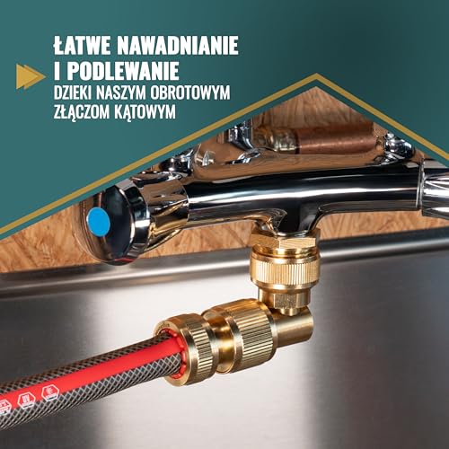 Poppstar złączka kątowa 3/4" obrotowa 90°, mosiężna, do węża i kranu, szybkozłączka
