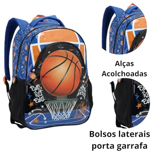 Mochila Escolar Infantil Masculina Esportes BASQUETEB