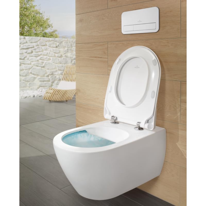 Pack WC sans Bride VILLEROY ET BOCH Subway 2.0 avec abattant Frein de Chute + bâti Viconnect Pro + Plaque Noir Mat