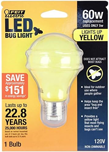 Feit Electric Non-Dimmable A19 LED Bug Light - 60 Watt Equivalent