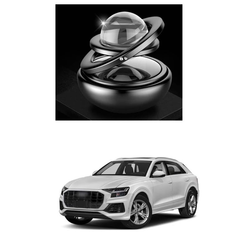 LOVMOTO Car Dashboard Solar Energy Double Ring Perfume 360 Degree Auto -Matic Rotating Car Decoration Rotating Wheel with Refill Car Perfume Air Car Fresheners Comfortable With Q-8