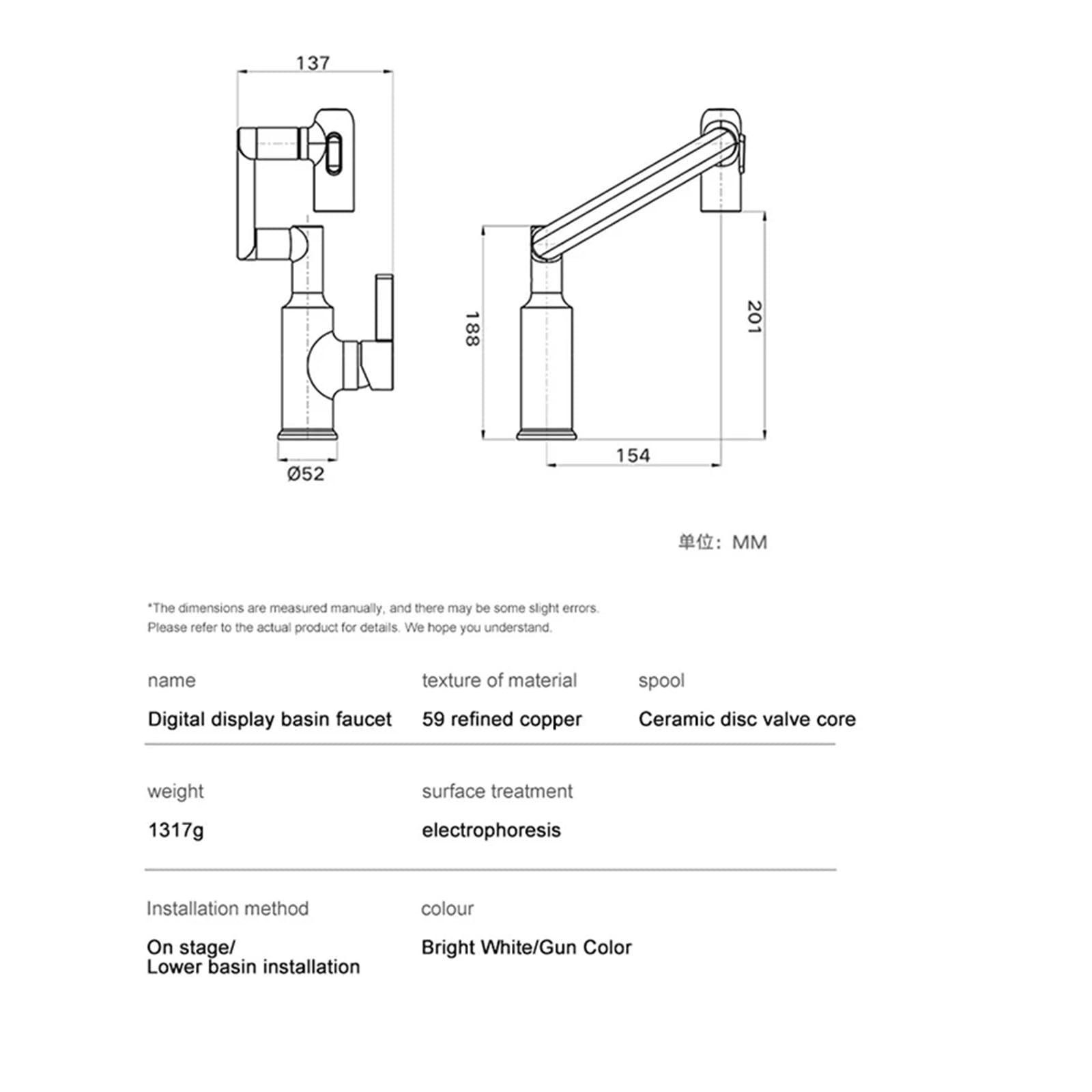 Grifo de baño, Grifo de cocina con pantalla Digital inteligente, grifo basculante for lavabo baño, for, for autocaravana y lavado raspado(Tap-silver)