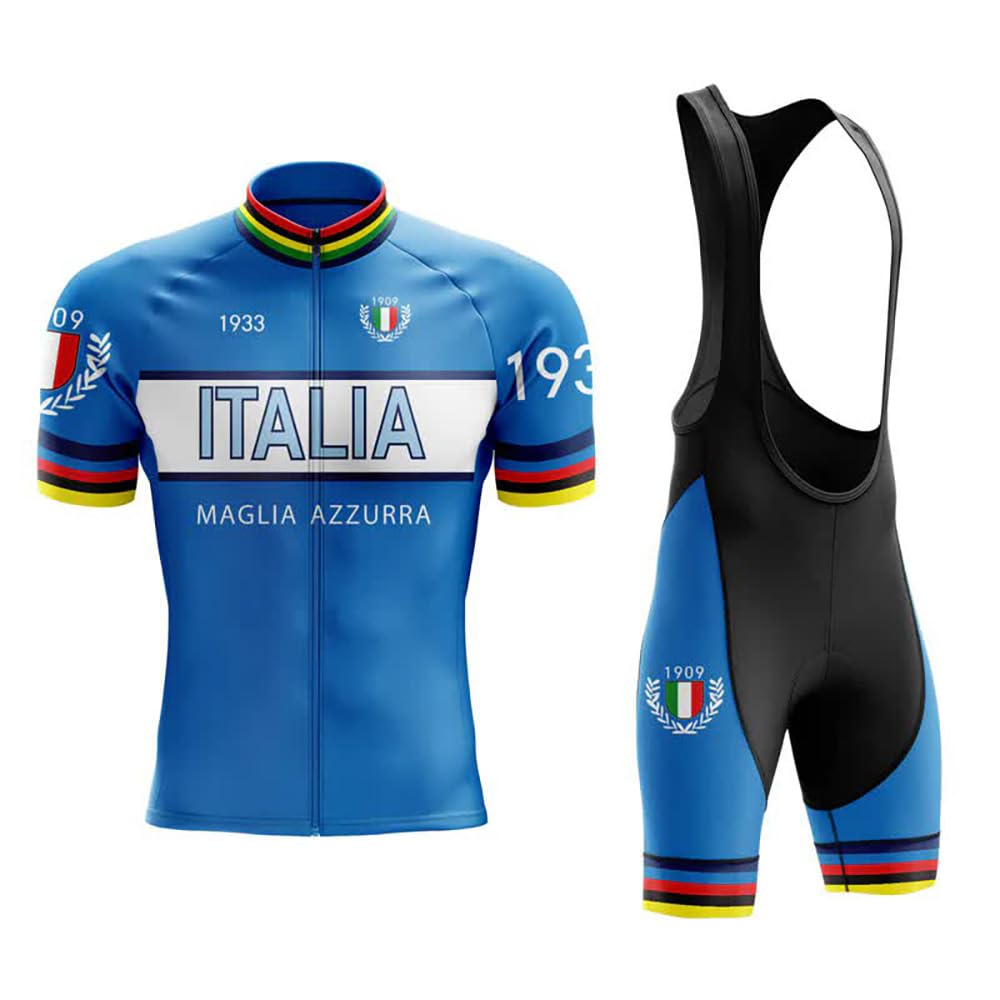 Abbigliamento Ciclismo Uomo Set Body Tuta Salopette da Ciclismo da Uomo Estivo con Maglia e Pantaloncini Corti Imbottiti