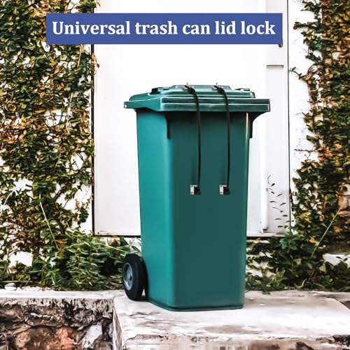 Image of PEUTIER 4 Pack Trash Can Lid Locks, Heavy Duty Nylon Coated Wire Rope Bear Proof Trash Can Lock Kit for Animal Stop from Rummaging Universal Garbage Can Latch Lock for Outdoor Garbage Cans