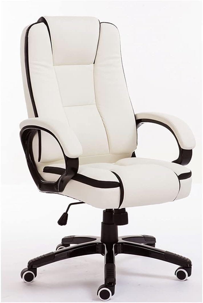 Ergonomic Video Game Chairs Comfortable Leather Reclining Computer Gaming Chair Home Office Chairs Desk Chair White (Color : B) (A)