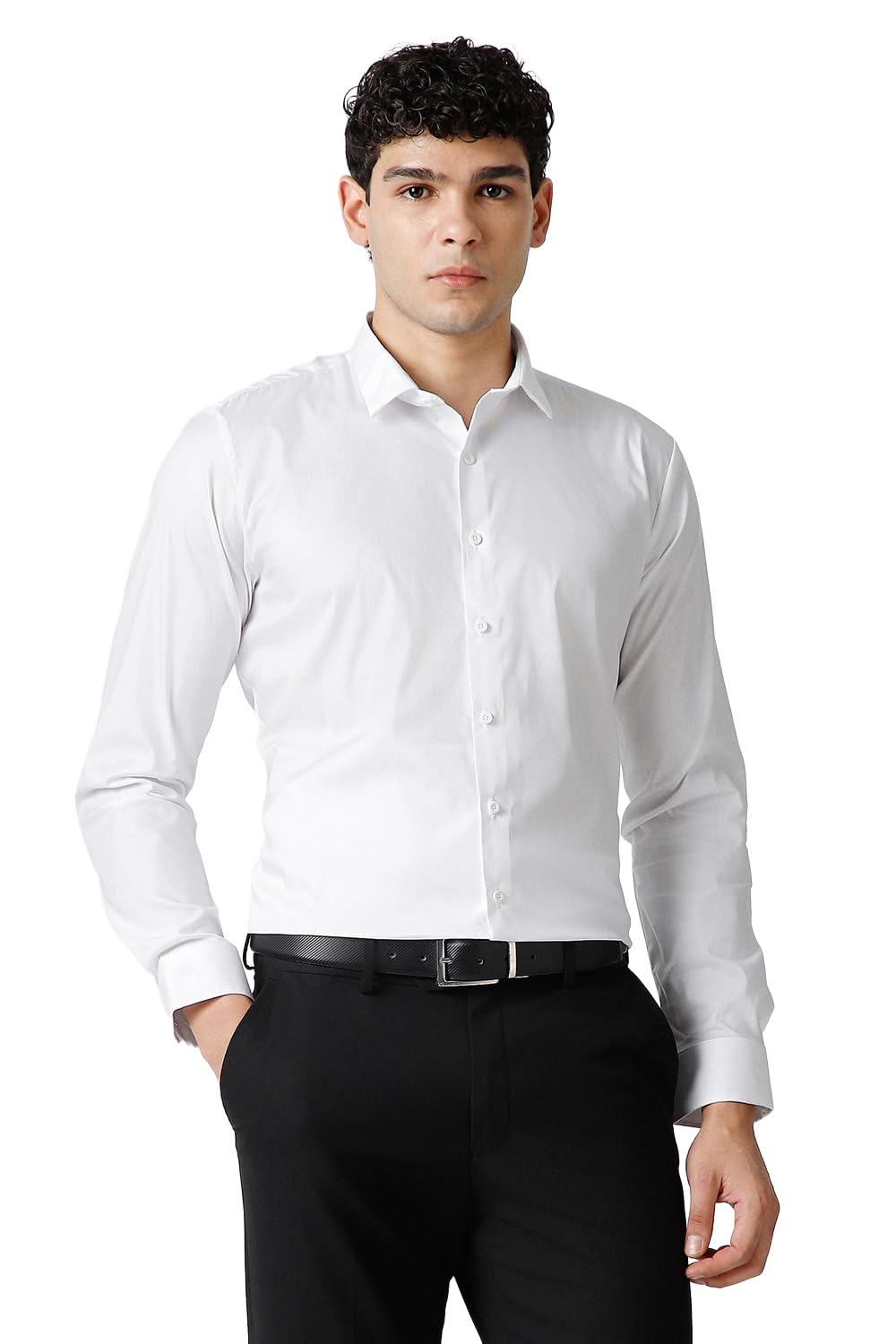 Formal Slim Fit Shirt for Men | Solid | High Stretch Cotton Lycra | Full Sleeves | Ease of Movement-image-0