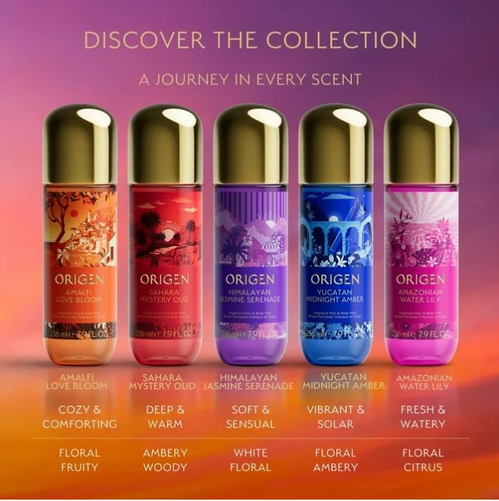 O..rigen Sahara Mystery Oud Hair and Body Mist for Women, 7.9 oz – Deep Warm Amber Woody Fragrance with Oud, Saffron, and Vanilla