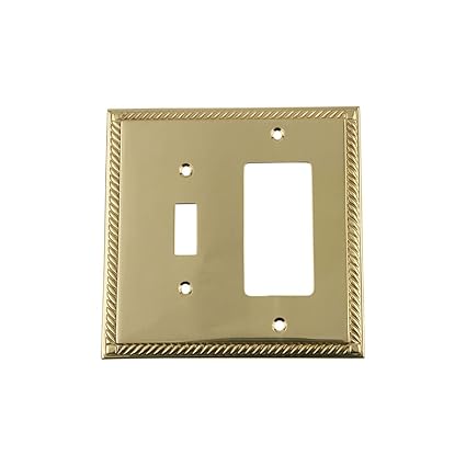 Nostalgic Warehouse 719970 Rope Switch Plate with Toggle and Rocker, Polished Brass