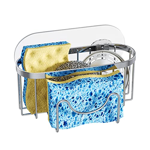 HapiRm Sponge Holder for Kitchen Sink M-Shaped Kitchen Sink Caddy, Stainless Steel Sponge Holder no Drilling