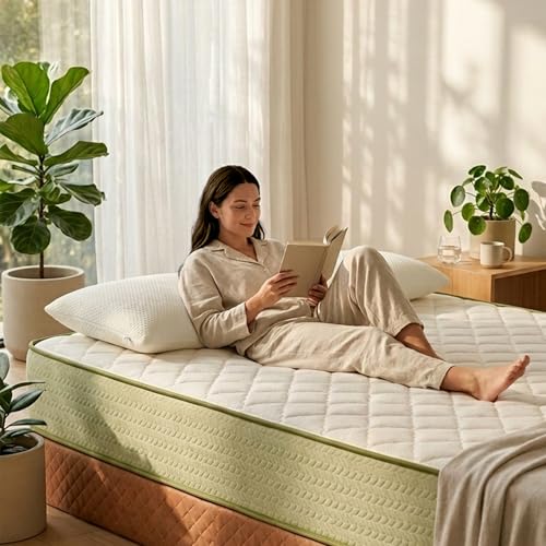 Image of DREAMZEE Avanya 100% Full Natural Latex Mattress | Medium Hard Comfort | GOTS Certified | Hard-Zone Latex | Natural Series - Double Size (84x48x8 Inches) | 12 Years Warranty