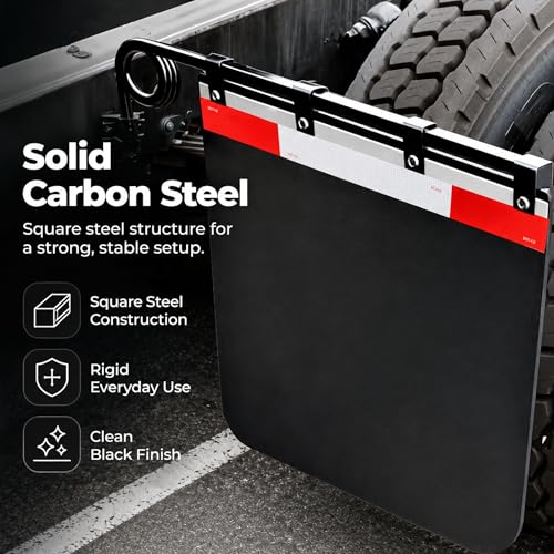 Image of Straight Bar Type Mud Flap Hangers for Semi Truck Mud Flap Hangers for Semi Mud Flaps with Reflective Strip Tape Square Steel Mudflap Hangers with 3 Coils