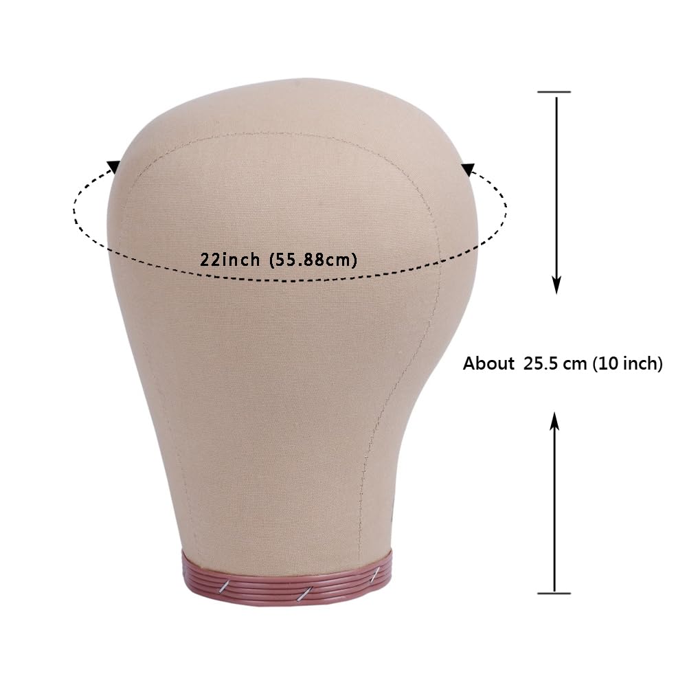 YANTAISIYU Cork Canvas Block Wig Head Mannequin Manikin Head Wigs Making Display Head (22 Inch), Nude color - Image 2