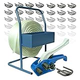 Abrollgerät für Textilumreifungsband mit praktischem Ablagekasten