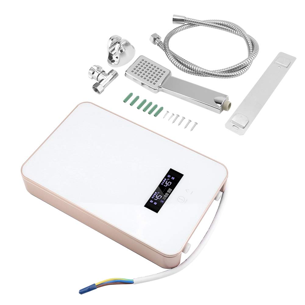 Calentador de Agua instantáneo, Pantalla LED 220V 8500W Sin Tanque Calentador de Agua eléctrico instantáneo Calentador de Agua de Ducha Control de Temperatura Constante(Blanco)