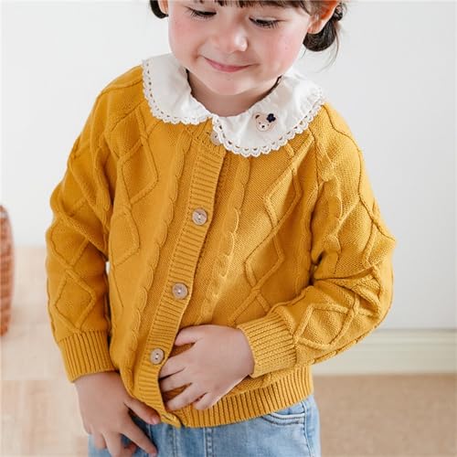 Girl Crochet Ribbed Knit Cardigan Crewneck Long Sleeve Fall Winter Sweaters Baby Button Soft Warm 数niform Coats3