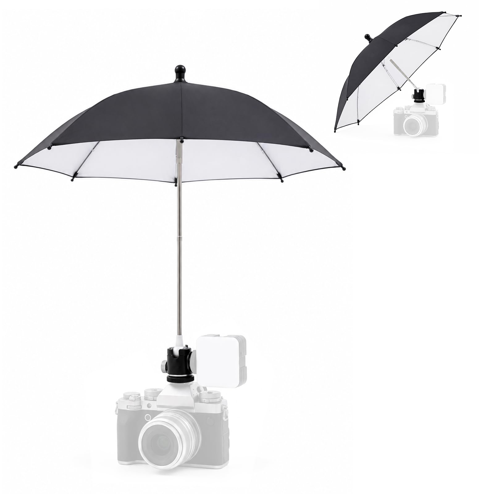 19.7" Dia Camera Umbrella Hot Shoe Cold Mount 3 Level Height Adjustable