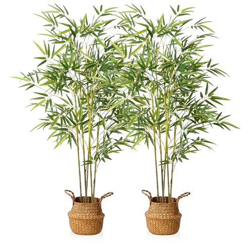 Kazeila Bambù Artificiale 140cm Piante Finte Bambu Piante Artificiali Grandi Decorazione per Interno ed Esterno Balconi Casa Ufficio Cucina Moderna(2Pack)