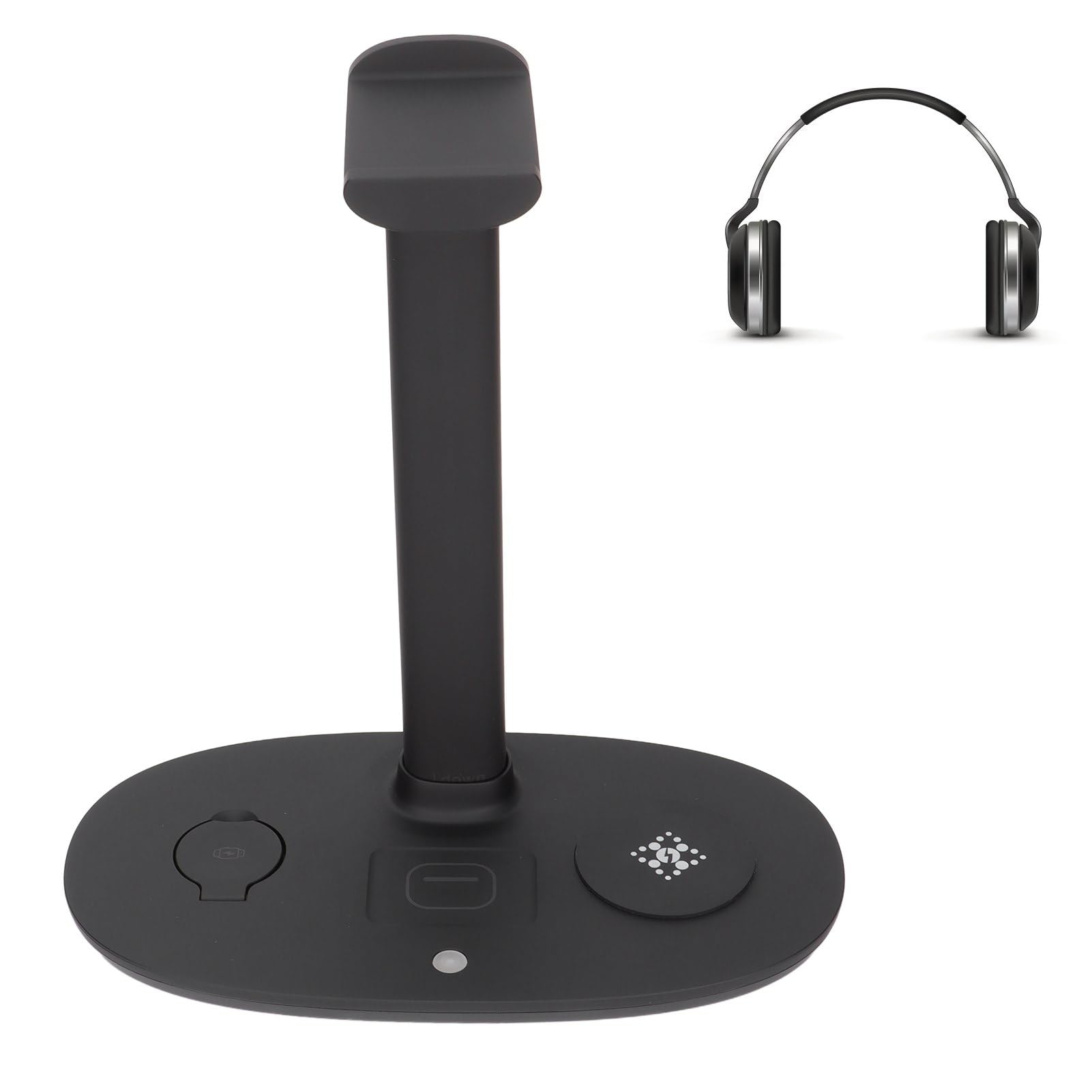 Supporto per Cuffie Supporto per Caricabatterie Wireless 4 in 1 Standard QI Gancio di Ricarica Wireless Rapido Stazione di Ricarica Dock con Supporto per Cuffie