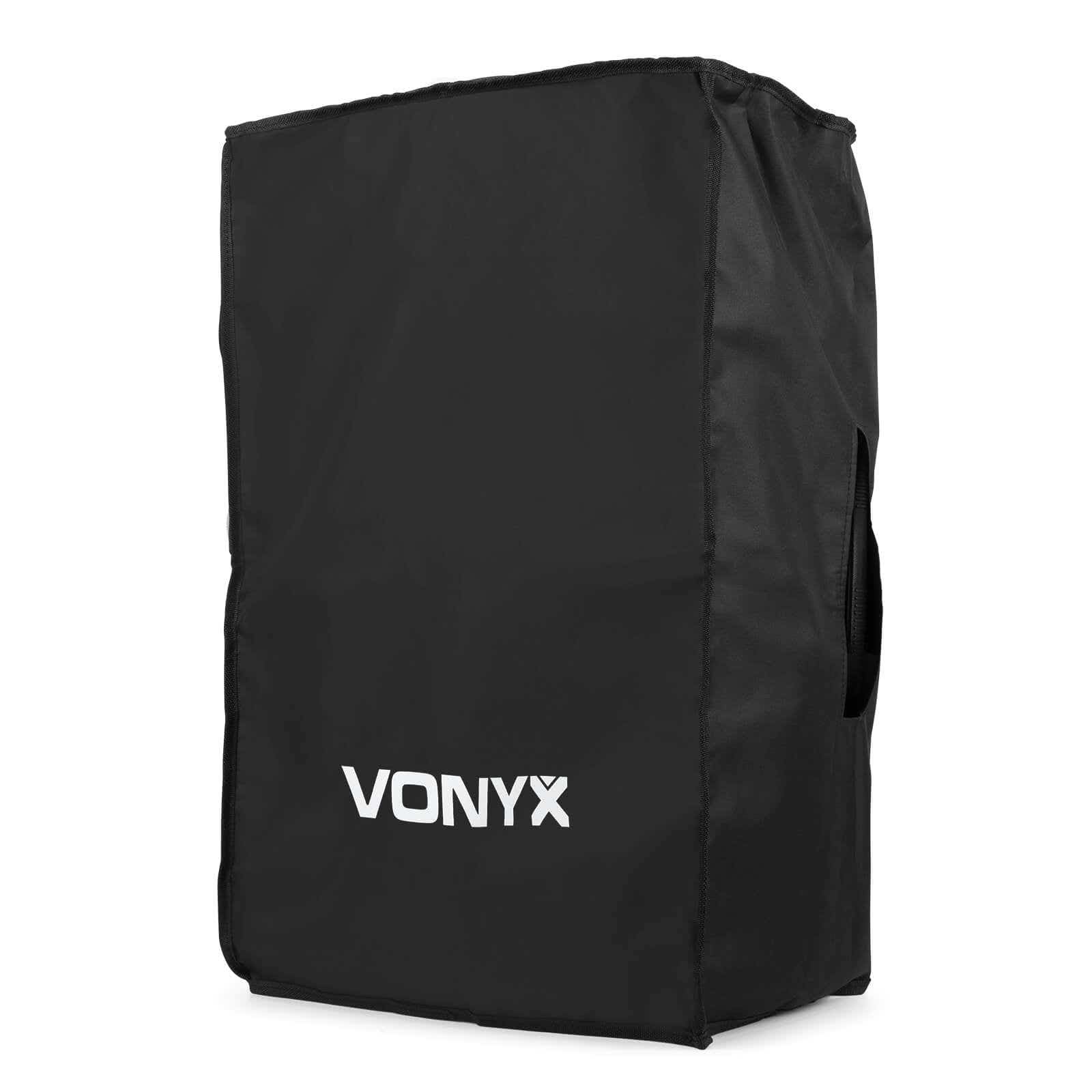 Vonyx SC15 Funda anti polvo para altavoz de 15 pulgadas, protector contra el polvo 425 x 220 x 640 mm, incluye bolsillo lateral para accesorios, ideal para Vonyx AP y SPJ series, color Negro