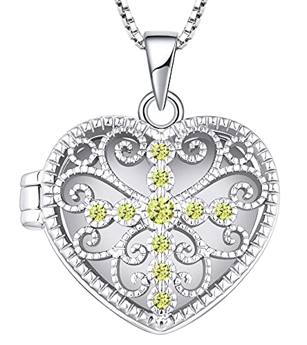 Yl Cross Locket Necklace Sterling Silver Heart Pendant Created Peridot Filigree Jewelry For Women #TOP11