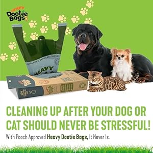   HEAVY-Dootie-Bags-with-EZ-Tie-Handles-Clean-and-Convenient-for-Pet-Dog-Poop-Cat-Litter-Multi-Use-Great-for-Swivel-Bin-and-Gogo-Stik-Scoopers-Made-with-Cornstarch-Strong-Leakproof-and-Very-Large